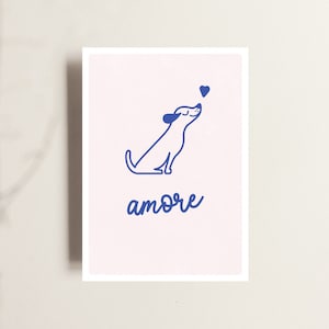 Karte Hund AMORE / Grußkarte / Liebe / Postkarte für Hundebesitzer / nachhaltig und regional gedruckt / für Hundefans