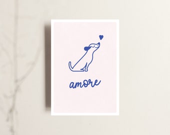 Greeting card for dog AMORE – sustainably and regionally printed card – for Valentine's Day