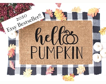 Hello Pumpkin Doormat, Fall Doormat, Door Mat, Pumpkin Doormat, Custom Doormat, Home Decor, Porch Decor, Fall Decor, Cute Doormat