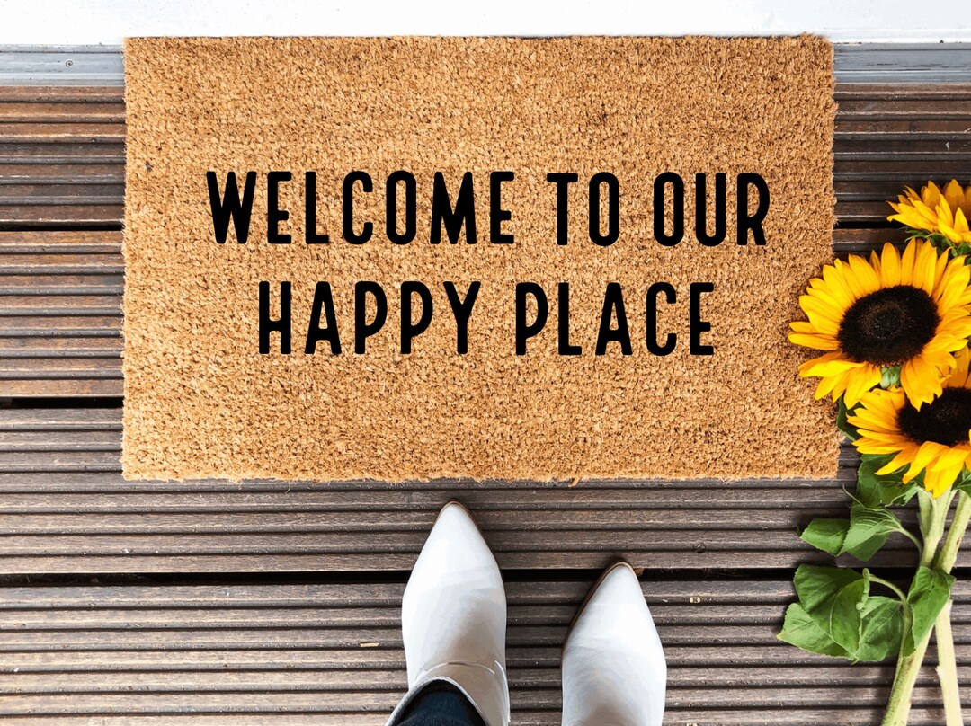 Happy Place Doormat, Cute Doormat, Doormat, Door Mat, to Our