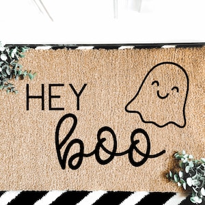 Hey Boo Doormat, Funny Halloween Doormat, Funny Doormat, Fall Doormat, Halloween Door Mat, Holiday Doormat, Door Mat, Ghost Doormat, Decor