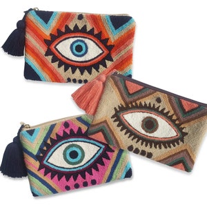 Evil Eye Clutch / Handgemachte Clutch / Makeup Tasche / Makeup Organizer / Beutel Geldbörse / Haken Clutch Geldbörse