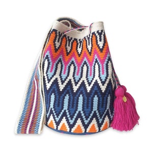 FAIRTRADE Fire WAYUU Bag, Original Crochet Crossbody, Handmade Colombian Bucket Bag, Ethical Purse, Artisanmade Mochila