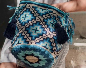 Sac WAYUU traditionnel le plus vendu, sac bandoulière original au crochet, sac seau colombien fait main, sac à main éthique, mochila artisanal