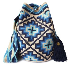 AUTHENTIC Traditionelle WAYUU Tasche, Original Mochila Crossbody, Handgemachte kolumbianische Beuteltasche, Ethische Geldbörse, Artisanmade Crochet