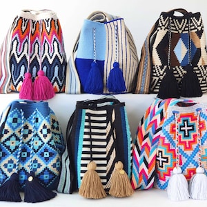 Große WAYUU TASCHE, Original Wayuu Mochila Tasche, kolumbianische Umhängetasche, Handgemachte Umhängetasche
