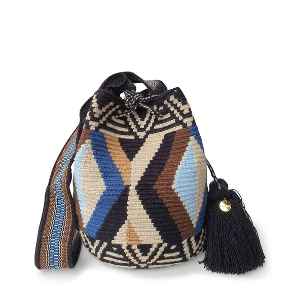 Blue WAYUU BAG/ Size M / Medium Crochet BAG / Wayuu Crossbody - Etsy