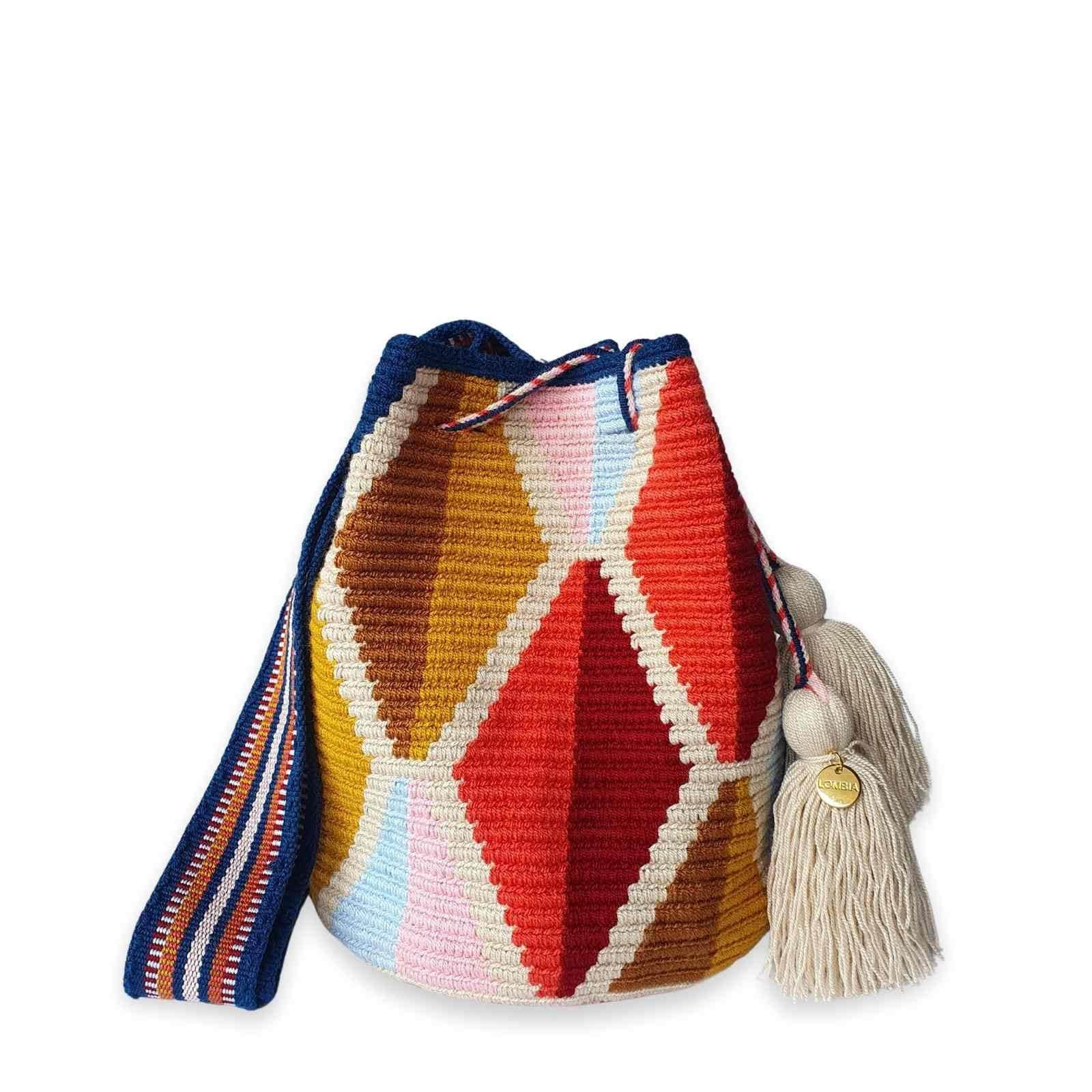 Original Medium WAYUU Bag Mochila From Colombia Medium Crochet Crossbody Handmade Medium Purse Bucket Bag Colombian Craft Etsy