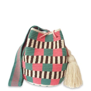 Best-Selling Medium WAYUU Bag/ Colombian Crochet BAG / Wayuu Crossbody Purse / Mochila Purse /Crochet Crossbody Bucket Bag / Valentines Gift