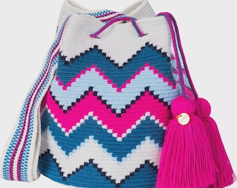 Wayuu Mochila Bag, Handmade Colombian Crochet Shoulder Bag, Boho Woven Crossbody Purse