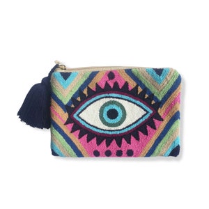 Evil Eye Clutch / Handmade Clutch Wallet / Makeup Bag / Makeup Organizer / Pouch Purse / Hook Clutch Purse