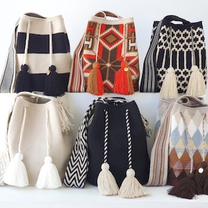 Klassische große WAYUU TASCHE, Original Wayuu Mochila Tasche, kolumbianische Umhängetasche, handgemachte Umhängetasche