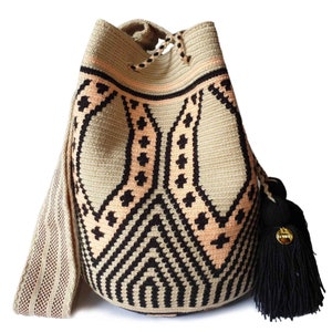 Meistverkaufte große WAYUU-Tasche, originelle gehäkelte Umhängetasche, handgefertigte kolumbianische Beuteltasche, ethnische Geldbörse, handwerkliche Mochila. Hohe Qualität.