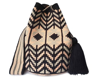 Grand sac WAYUU ORIGINAL, bandoulière au crochet original, sac seau colombien fait main, sac à main éthique, fabrication artisanale