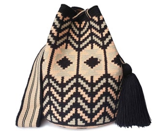 Handmade Wayuu Bucket Bag: Crochet Crossbody Purse, Ethical Artisan Design