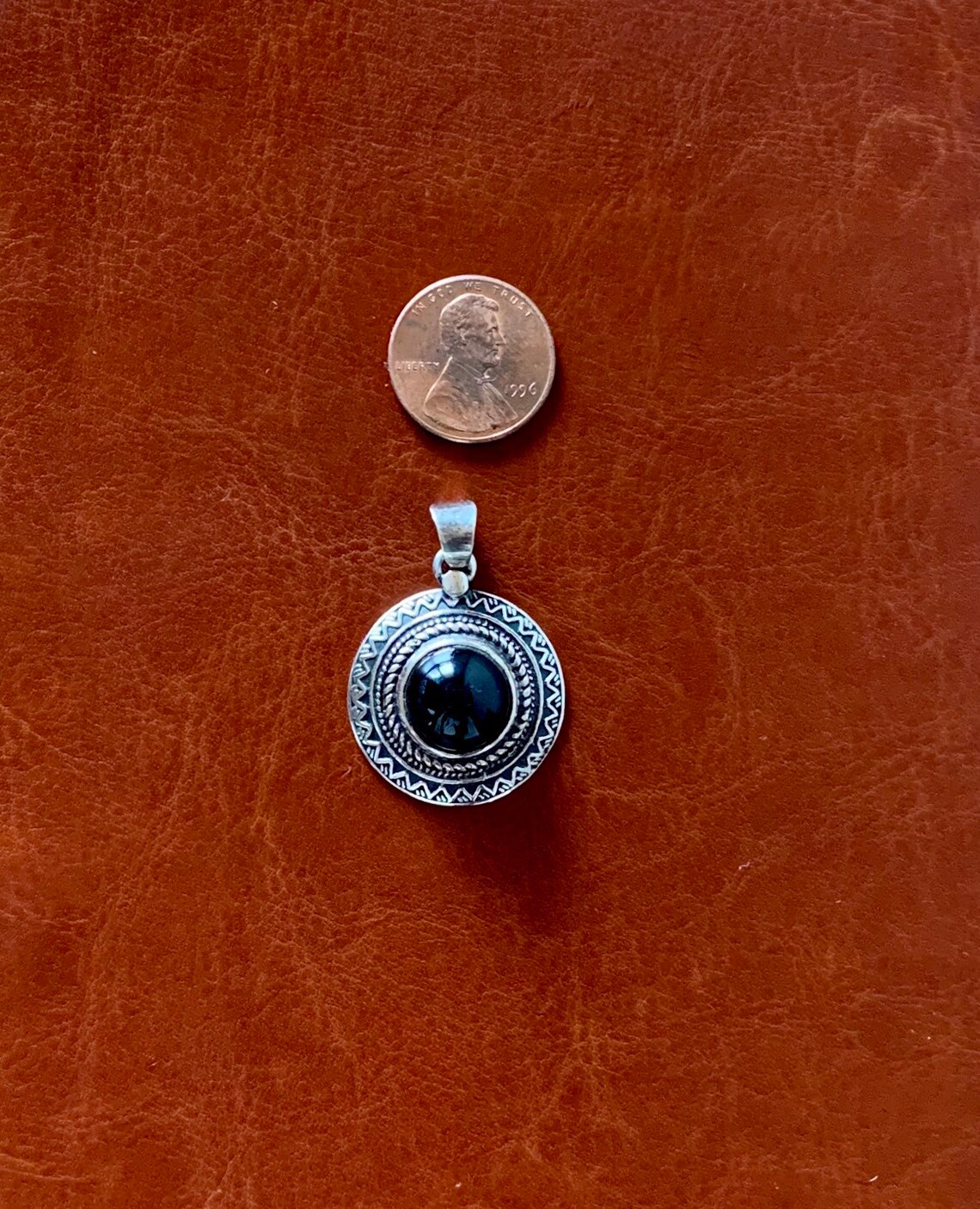 Silver Necklace Pendant with Black Stone Etsy