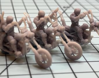 Juego de 3 motocicletas chopper / Escala 1:64 Gaslands Refuelled Bikes / Resina impresa en 3D / Escala Hot Wheels / Wasteland Flanker Pack
