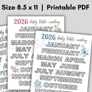 Rastreador de lectura diaria de las Sagradas Escrituras 2026, Días para colorear leyendo la Biblia, Rastreador de la Biblia, Rastreador de lectura diaria de la Biblia, PDF imprimible