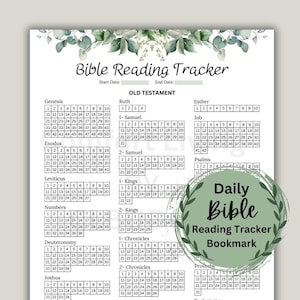 DAILY BIBLE READING tracker Color in the Books and Chapters read in the Bible Tracker 7x5 Premium Cardstock image 1