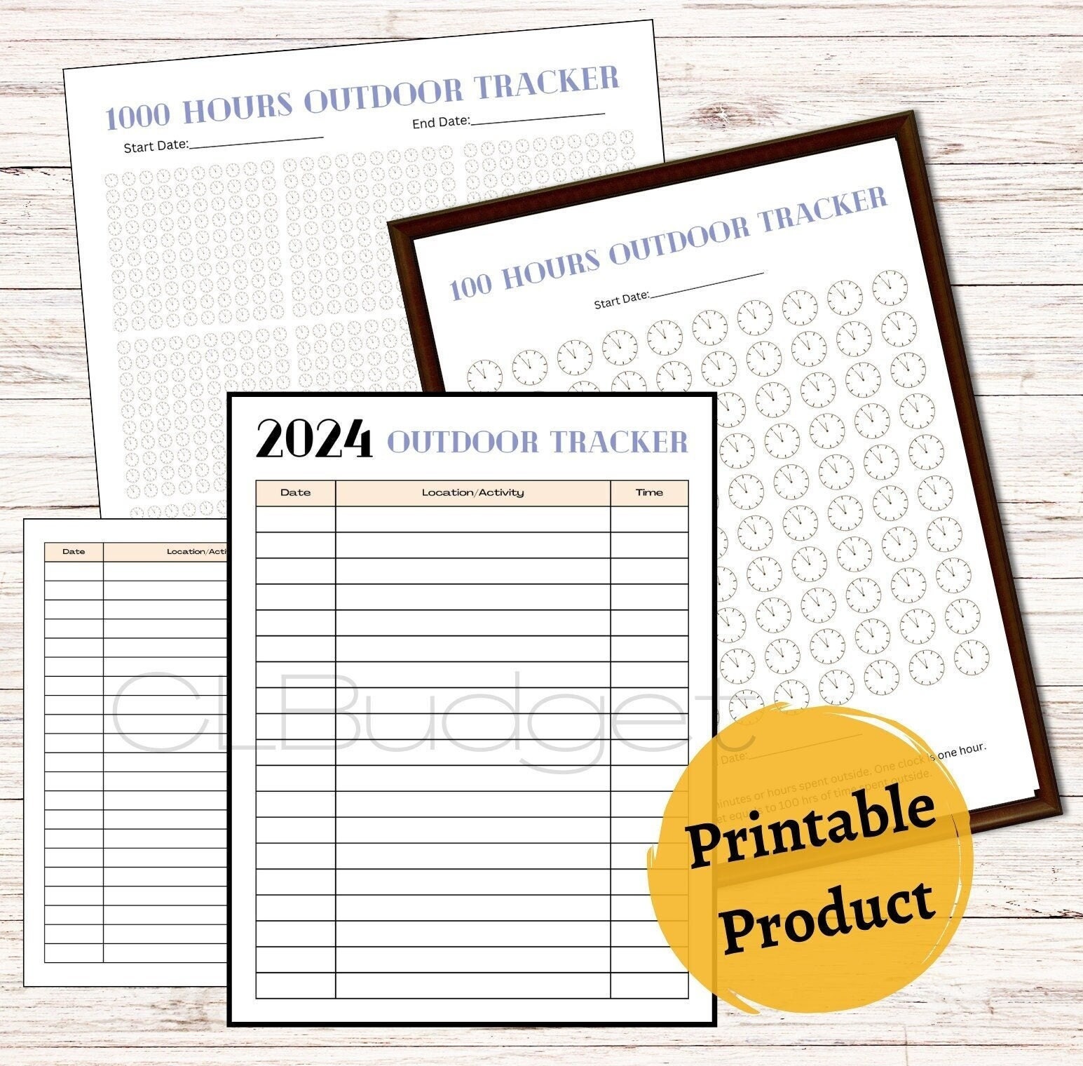 OUTDOOR HOUR TRACKER Printable, 100 Hours Outside Tracker, 1000 Hours ...