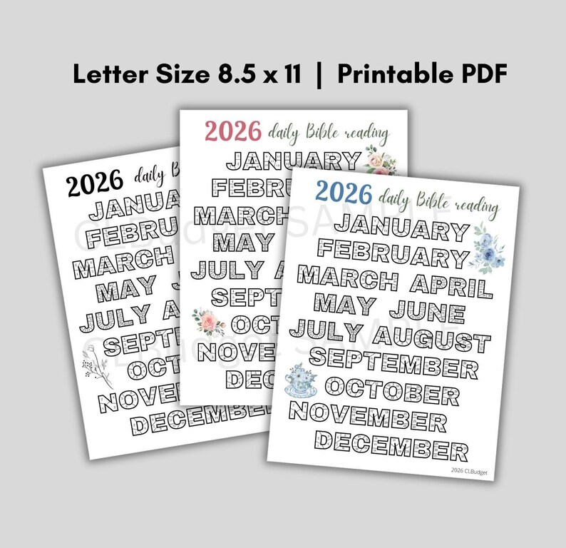 2026 DAILY SCRIPTURE READING tracker, Coloring in Days reading the Bible, Bible Tracker, Daily Bible Reading Tracker, Printable pdf image 1