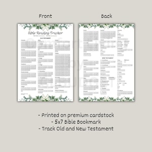 DAILY BIBLE READING tracker Color in the Books and Chapters read in the Bible Tracker 7x5 Premium Cardstock image 2