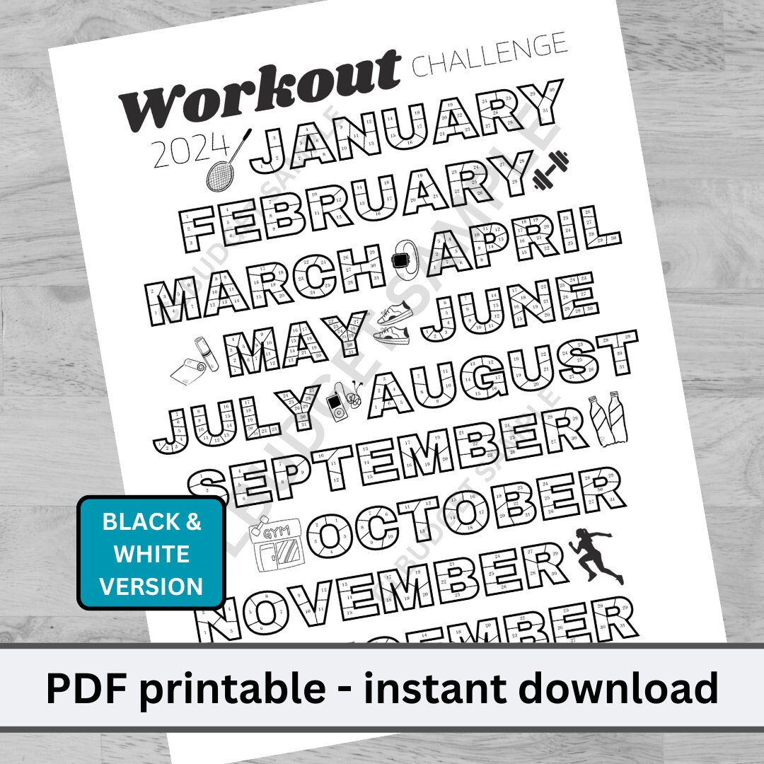 2024 WORKOUT TRACKER CHALLENGE Year Workout Tracker Printable Sheet 2024 WORKOUT TRACKER CHALLENGE Year Workout Tracker Printable Sheet