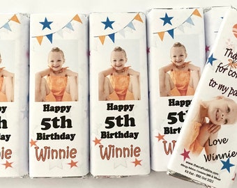 Personalised Chocolate Bars-Any Photos-Any Wording-Unique Party Bag Favours Fillers-Thank You for Coming to my Party Gift-Sweet Cone