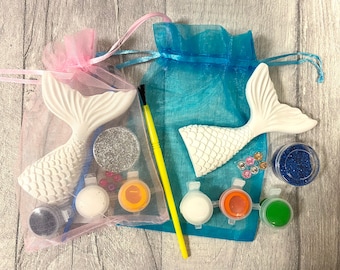 Mermaid Party Bag-Magnet Craft Kits en Organza Gift Bag-MERMAID PARTY-Craft Set-Party Favor/Fillers-Craft Party Idea-Childrens Activity Set