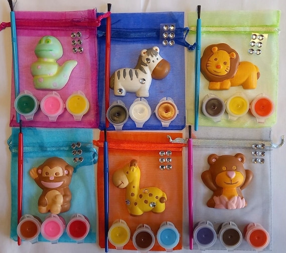 Animal Magnet Craft Kit in Organza Gift Bag-animal Zoo Party Gift
