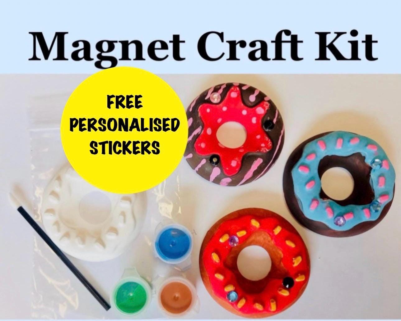 32 Easy Magnet Crafts for Kids 10 Donut Magnet Craft Kit-Party Bag-Unique Birthday Party Bag Favour…