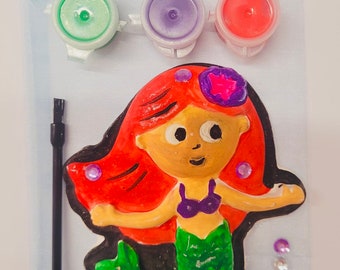 Mermaid Craft Kit- Mermaid Party Bag-Kit de manualidades-Juego de pintura-Bolsa de fiesta Favor/Rellenos-Idea de fiesta artesanal-Juego de actividades para niños-Bolsa de fiesta para niños