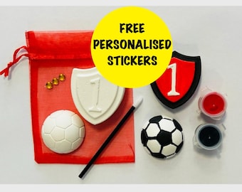 Football Craft Kit -Unique Birthday Football Party Bag Favour/Fillers-Football Magnet Paint Set-Children or Adult Craft Party Idea