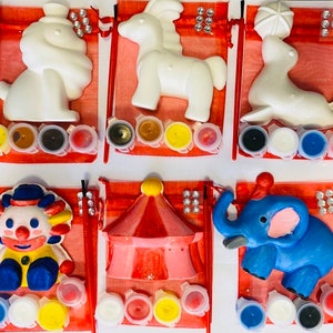 Circus Craft Kit in Organza Gift Bag-Paint Craft Set-Greatest Showman Theme Party Bag Favour/Fillers--Craft Party Idea