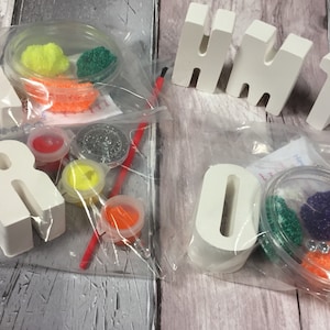 Kit para manualidades con letras, inicial, bolsa de fiesta, regalos/rellenos, juego para manualidades ¡desde 1,59 cada uno! Set de pintura- Idea para fiesta artesanal-Conjunto de actividades para niños