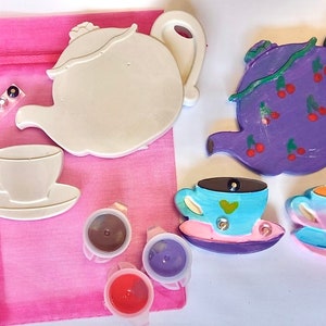 Afternoon Tea Party Favour-Teapot Teacup Magnets-Unique Party Bag Fillers-Hen Party Birthday Baby Shower-Paint Set-Adult/Child Party Bag