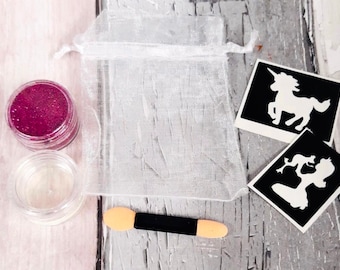 Glitter Tattoo Kit-Party Bag Favors-Pamper Party Bag-Birthday Party Gift-Stocking fillers- Actividad de cumpleaños