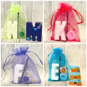 Unique Party Bag Favour/Fillers-Letter Craft Kit in Organza Gift Bag-Initial-Craft Set Paint Set- Craft Party Idea-Children&#39;s Activity Set