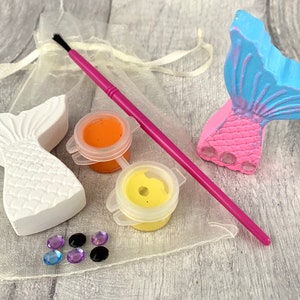 Mermaid Party Bag Favour/Fillers-Mini Mermaid Craft Kit in Organza Gift Bag-Initial- Paint Set- Craft Party Idea-Children's Activity Set