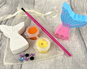 Mermaid Party Bag Favour/Fillers-Mini Mermaid Craft Kit in Organza Gift Bag-Initial- Paint Set- Craft Party Idea-Children's Activity Set