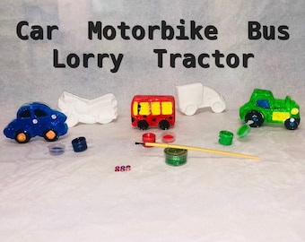 Vehículo de transporte Kit de artesanía-Tractor Coche Autobús Camión Bicicleta-Kit de pintura artesanal-Bolsa de fiesta para niños Favor / Rellenos-Fiesta de artesanía-Conjunto de actividades para niños
