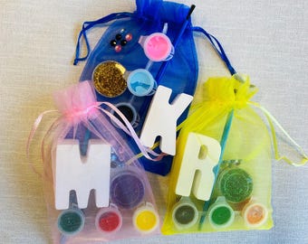Party Bag-Letter Craft Kit Gift Bag-Initial-FREE PERSONALISED STICKERS- Unique Favour/Fillers-Craft Set Paint Set- Craft Party Idea
