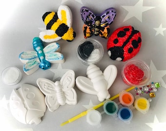 Insect Craft Kit-Paint Craft Set-Party Bag Favour/Fillers-Butterfly Ladybug Bee Dragonfly-Craft Party Idea-Children's Activity Set