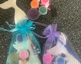 Mermaid Party Bag-Magnet Craft Kits in Organza Gift Bag-MERMAID PARTY-Craft Set-Party Favor/Fillers-Craft Party Idea-Childrens Activity Set