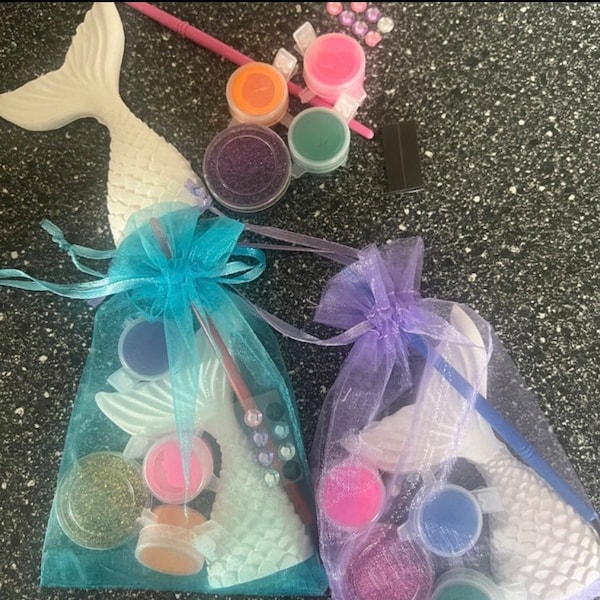 Mermaid Party Bag-Magnet Craft Kits in Organza Gift Bag-MERMAID PARTY-Craft Set-Party Favour/Fillers-Craft Party Idea-Childrens Activity Set