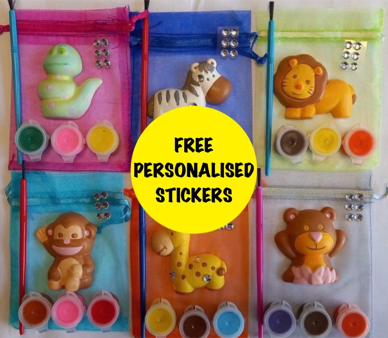 32 Easy Magnet Crafts for Kids 14 Animal Magnet Craft Kit in Gift Bag-Zoo Party Gift-Paint Set-Unique…