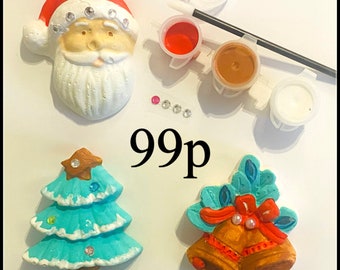 99p each-Christmas Craft Kit-Unique Christmas Gift/Party Bag Favour/Fillers-Xmas Shapes Paint Set-Children or Adult Family Craft Idea