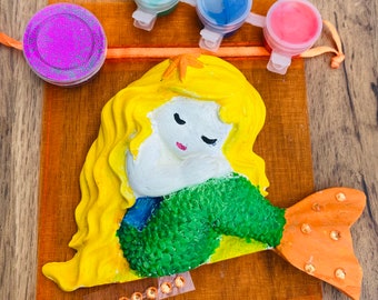Kit de artesanía de sirena-Bolsa de fiesta de sirena-Kits de artesanía en organza Bolsa de regalo-FIESTA DE SIRENA-Fiesta de sirena-Juego de artesanía Favor/ Rellenos-Idea de fiesta de artesanía