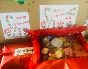 Christmas Sweets Gift Box-Letter Box Sweets Gift- Vegan/ Vegetarian-Party Favours-Christmas Party Bags-Hygiene Rating 5