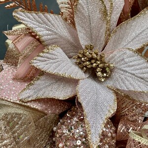 Christmas Poinsettia Wreath Poinsettias Rose Gold Decor - Etsy